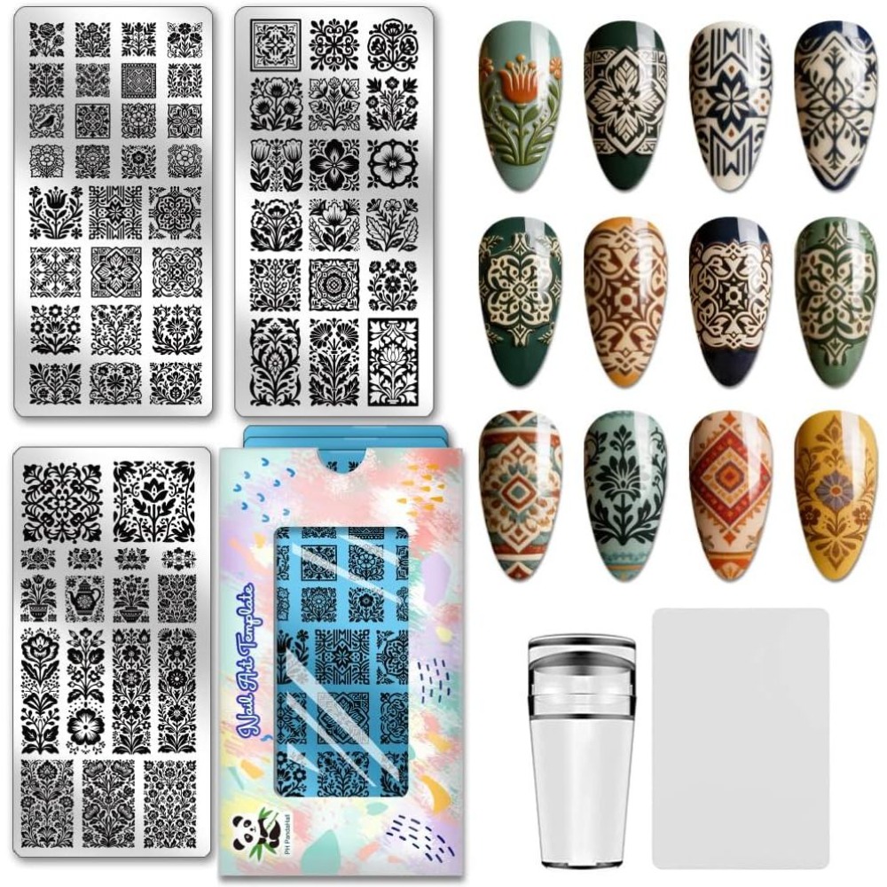Nail Art Inspo - 3 peças de Placas de Estampagem