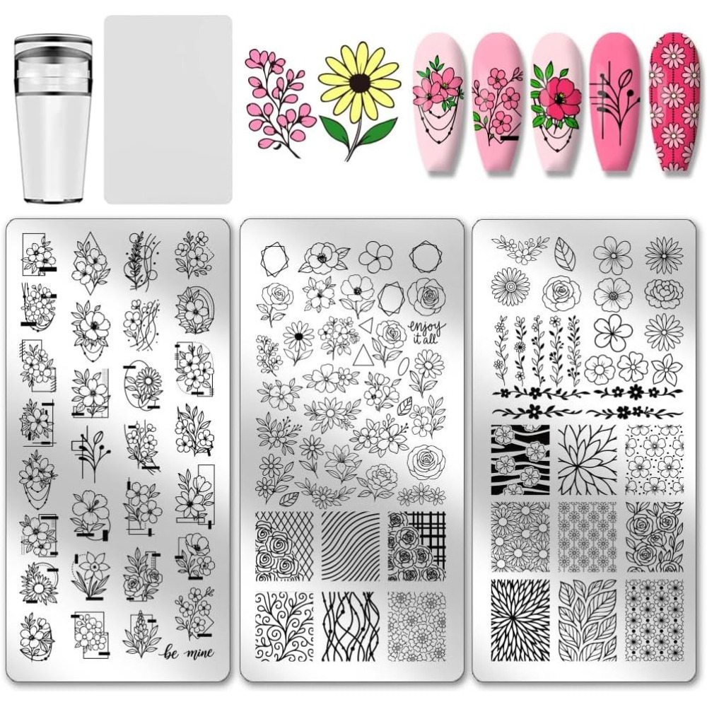 Nail Art Inspo - 3 peças de placas de estampagem