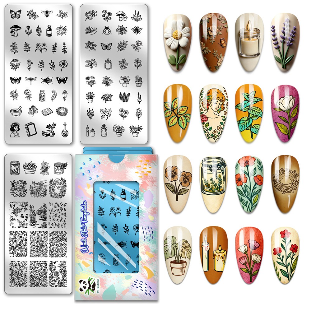 Nail Art Inspo - 3 peças de placas para estampagem