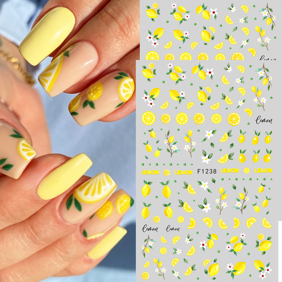 Nail Art Yellow - Adesivos de unhas com fatias de