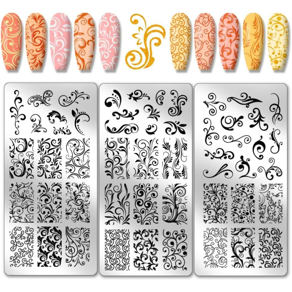 3 pçs padrão de redemoinho mod - Nail Art Inspo avaliação e preço