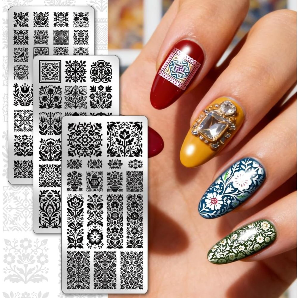 3 peças de Placas de Estampage - Nail Art Inspo avaliação e preço