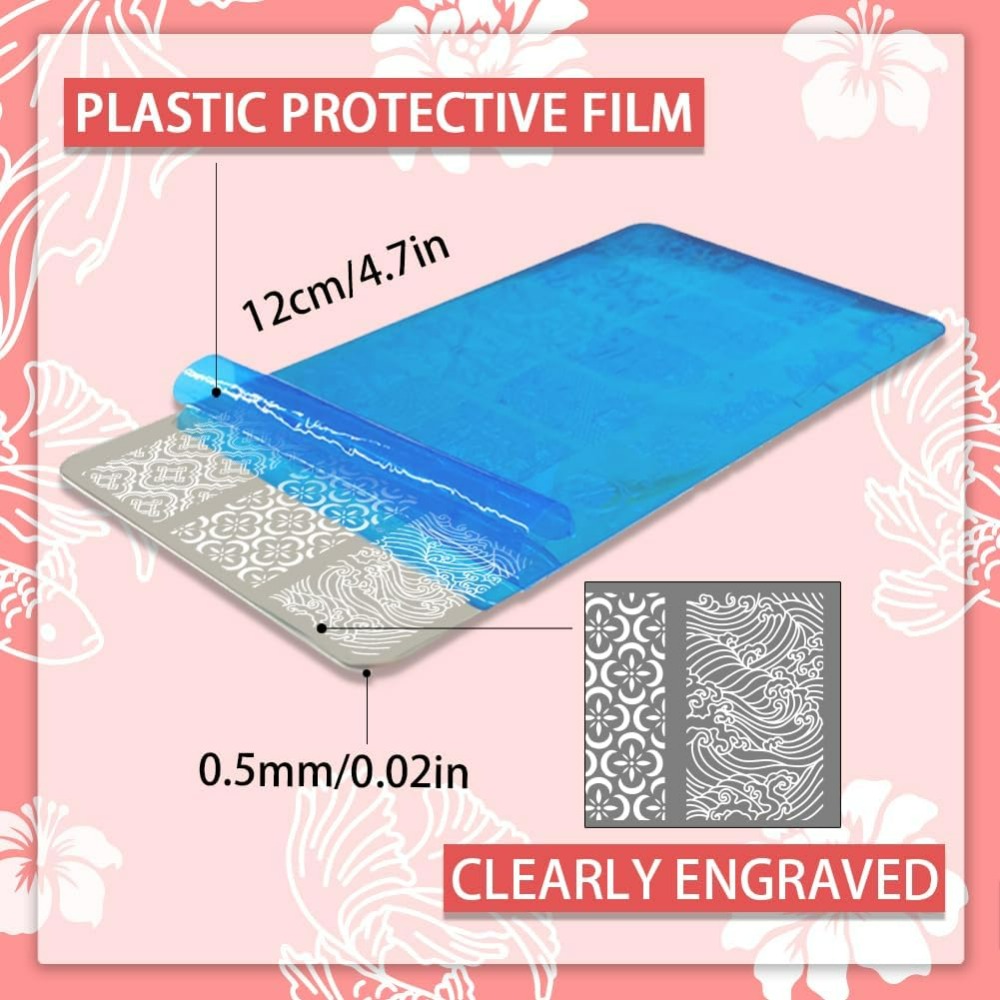 3 pçs koi placas de carimbo de - Nail Art Inspo avaliação e preço
