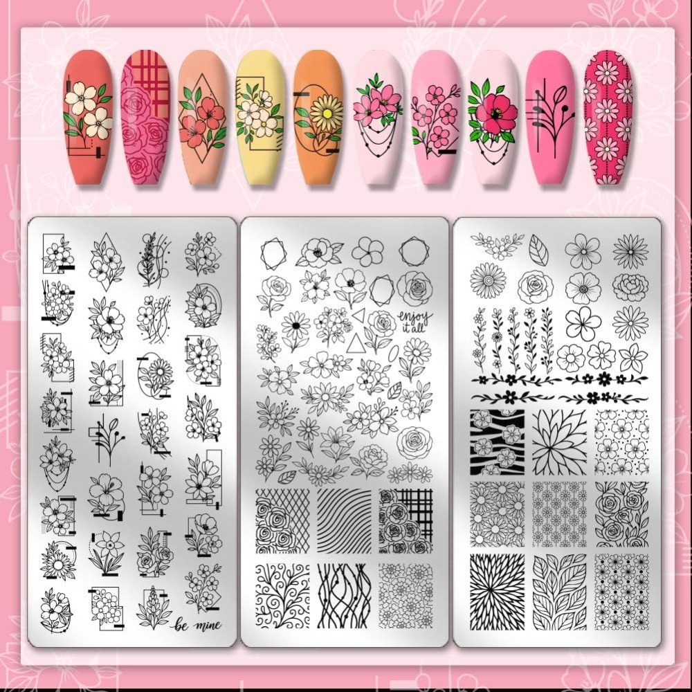 3 peças de placas de estampage - Nail Art Inspo avaliação e preço