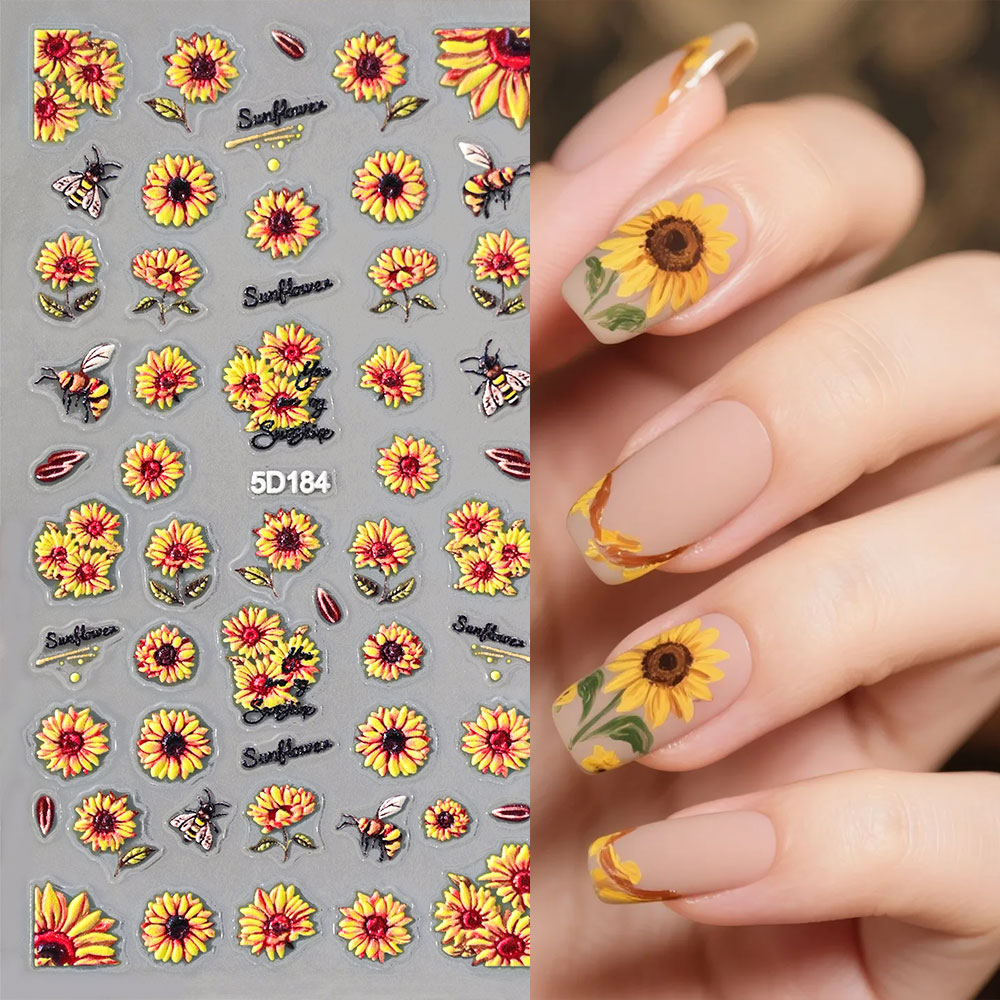 1/4 peças Adesivos de Unha 5D  - Nail Art Yellow avaliação e preço