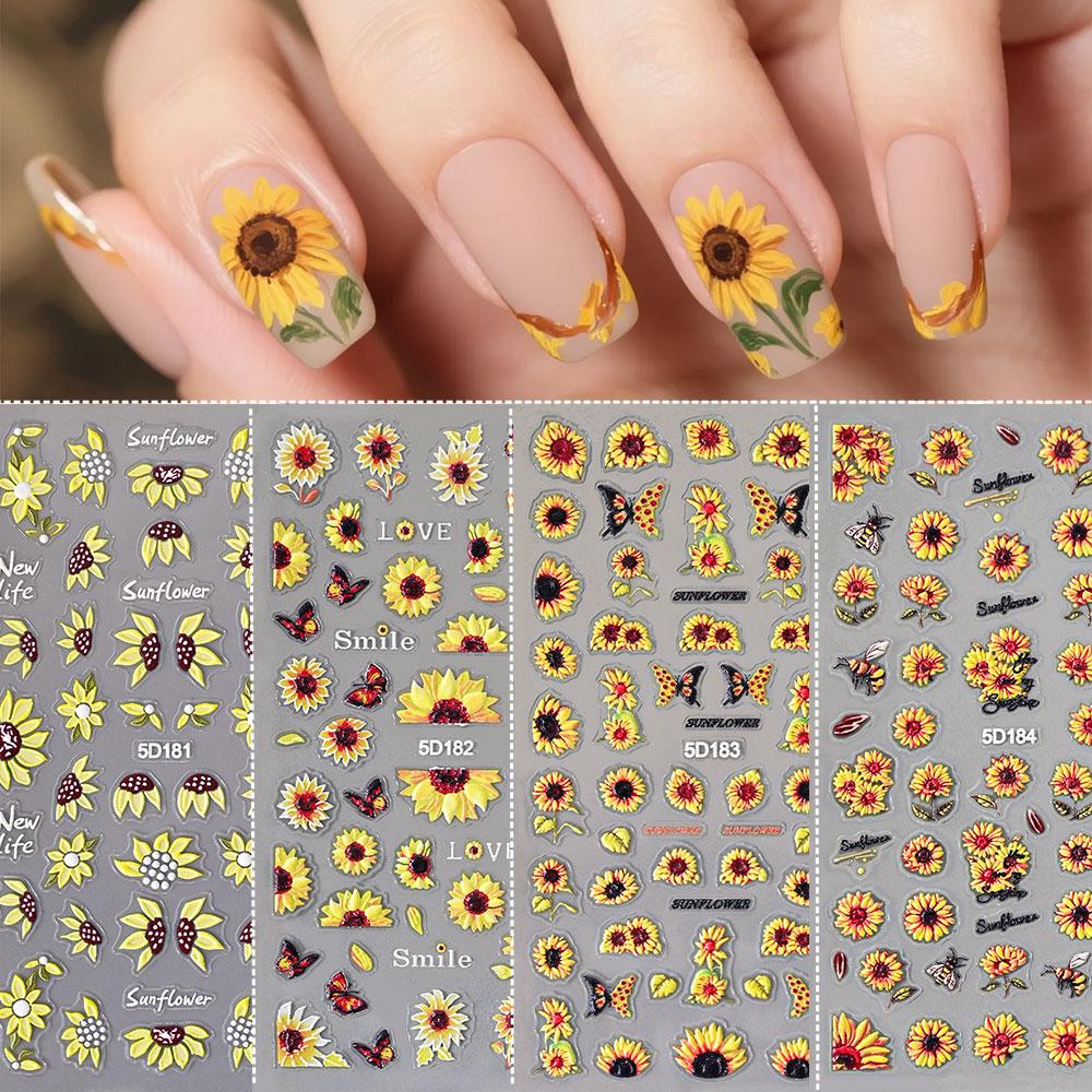 1/4 peças Adesivos de Unha 5D  - Nail Art Yellow avaliação e preço