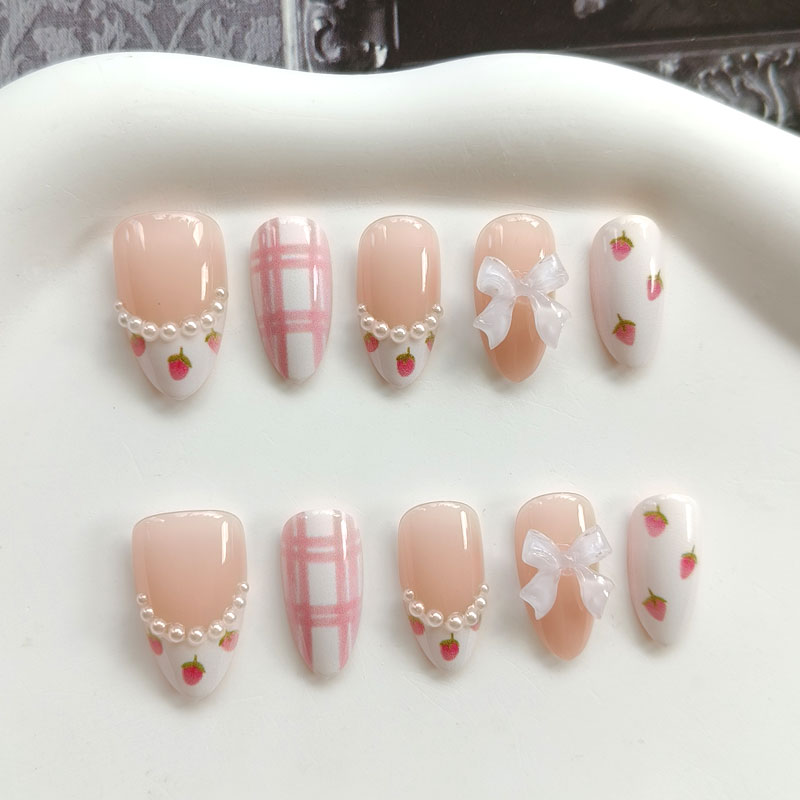 10 pares de unhas postiças fem - Nail Art Strawberry avaliação e preço