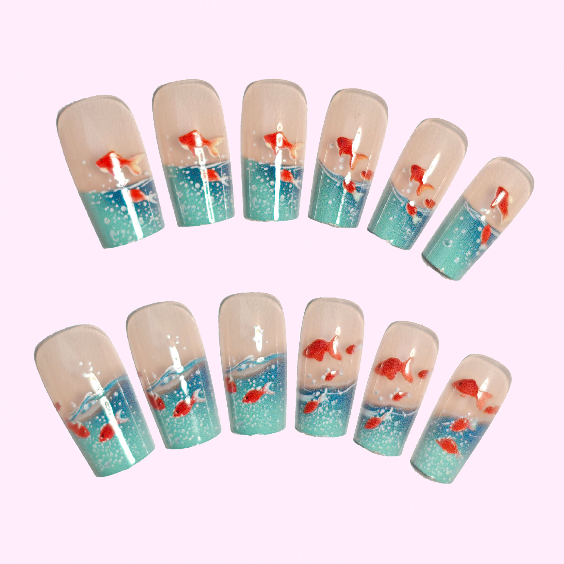 Unhas postiças quadradas de co - Nail Art Yellow avaliação e preço