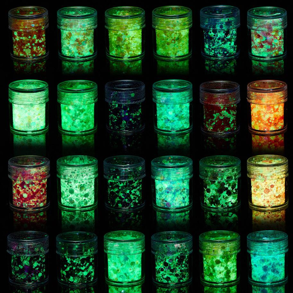 24 cores lantejoulas luminosas - Nail Art Inspo avaliação e preço