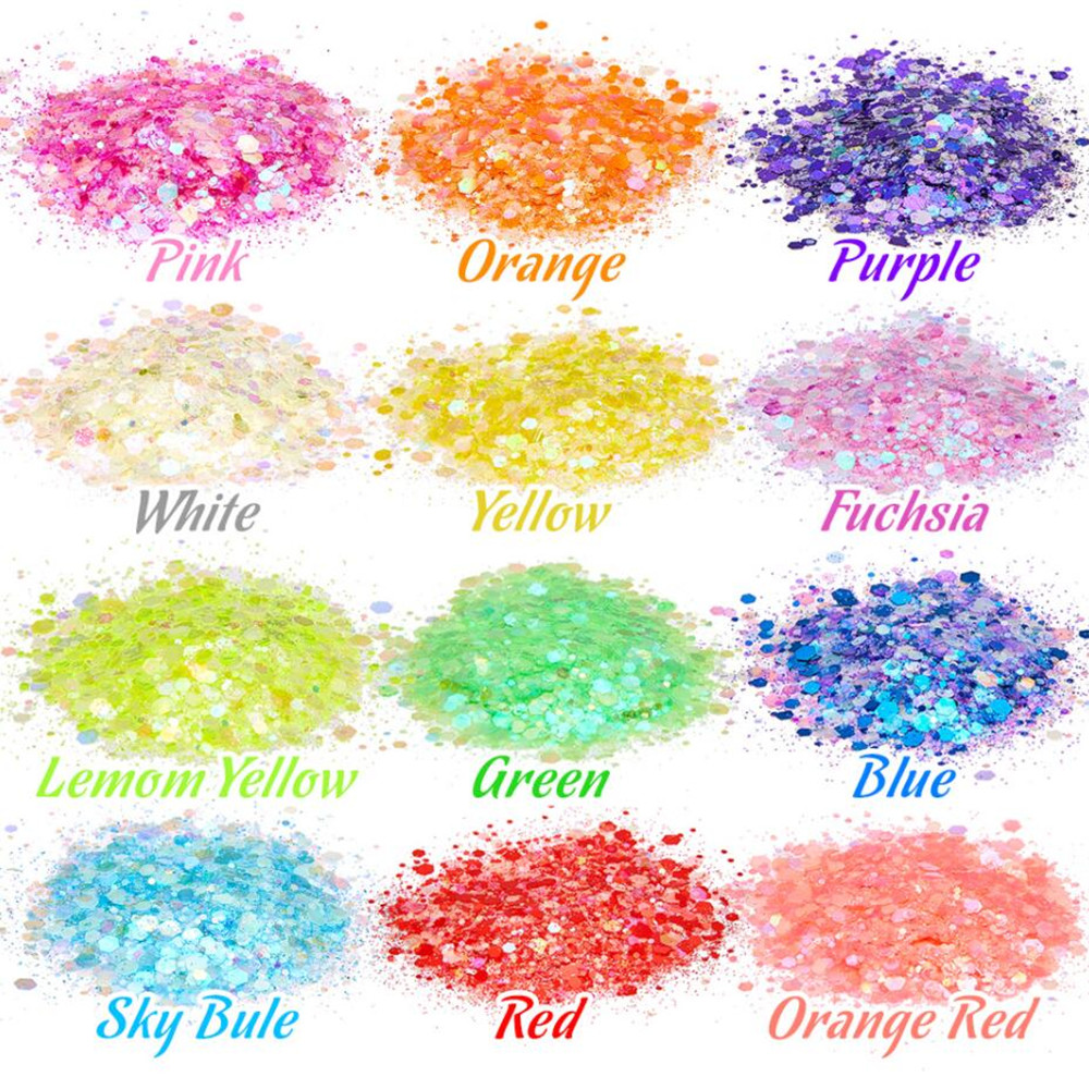 24 cores lantejoulas luminosas - Nail Art Inspo avaliação e preço