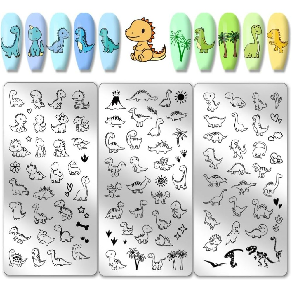 3 pçs dinossauro placas de car - Nail Art Inspo avaliação e preço